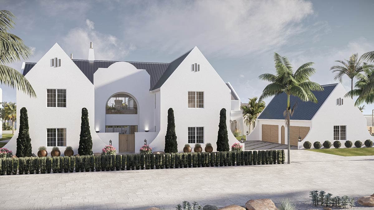 Plan 623635DJ: Grand Coastal Contemporary House Plan with 6 Bedrooms and Two-Story Great Room - Image #2 - Coastal Contemporary, Contemporary, European, Florida-Style, Modern