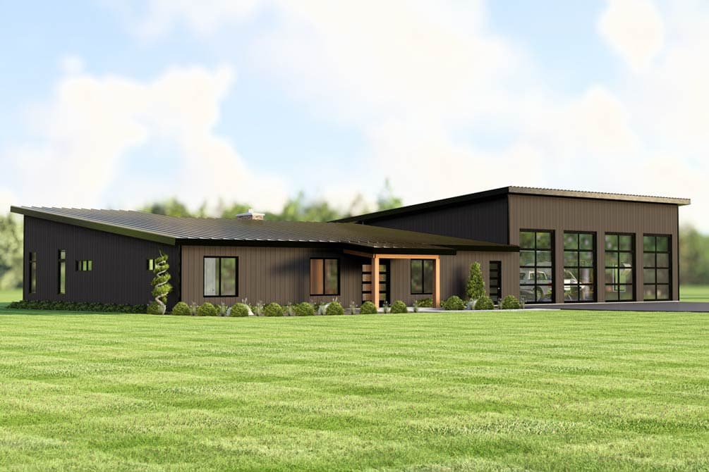 Plan 135421GRA: Contemporary Barndominium House Plan with 3 Beds and Expansive Garage - Image #1 - Barndominium, Contemporary, Country, Modern