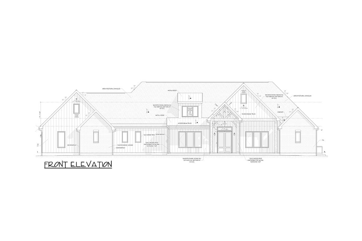 Plan 185035PHD: Modern Farmhouse House Plan with 4 Beds, 3-Car Garage, and Bonus Room - Image #2 - Craftsman, Farmhouse, Modern, Modern Farmhouse, Transitional