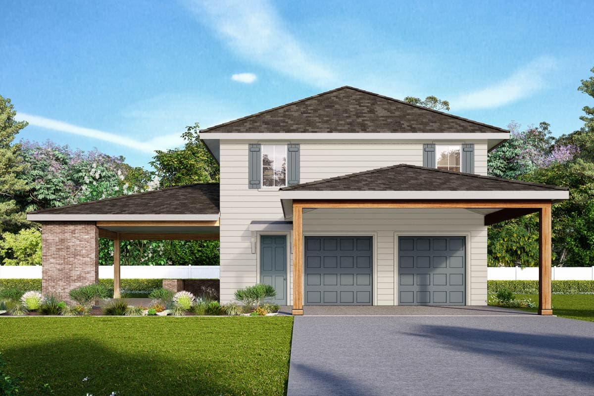 Plan image - 185036PHD:Charming 848 sq ft Country Plan with an Outdoor Kitchen and Carport