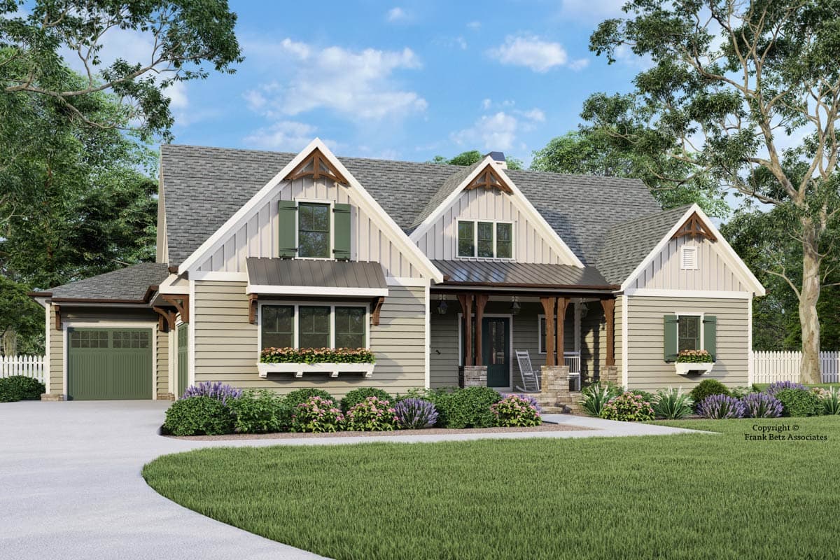 Plan image - 710448BTZ:Craftsman Farmhouse House Plan with 4 Bedrooms, Media Room, and 3-Car Garage