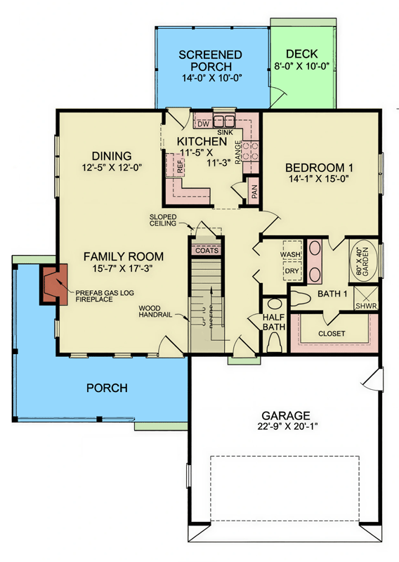 Plan 25984GE: 3-Bedroom Farmhouse Plan with First Floor Primary Suite and Optionally Finished Bonus Room - Floor Plan - Main Level - Craftsman, Farmhouse