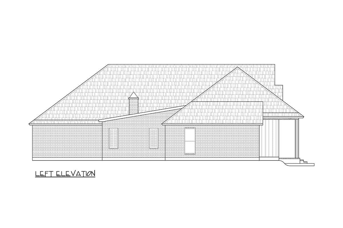 Plan 170024ADS: Farmhouse House Plan with Three Bedrooms and Side Entry Garage - Image #3 - Acadian, Farmhouse, Southern