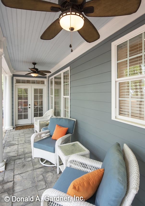 Traditional Ranch Home Plan with Cathedral Ceiling and Covered Porch ...