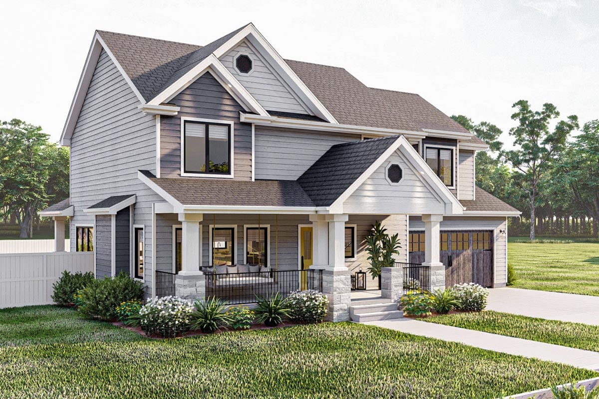 2202 Square Foot Contemporary Traditional-style House Plan with 4 ...