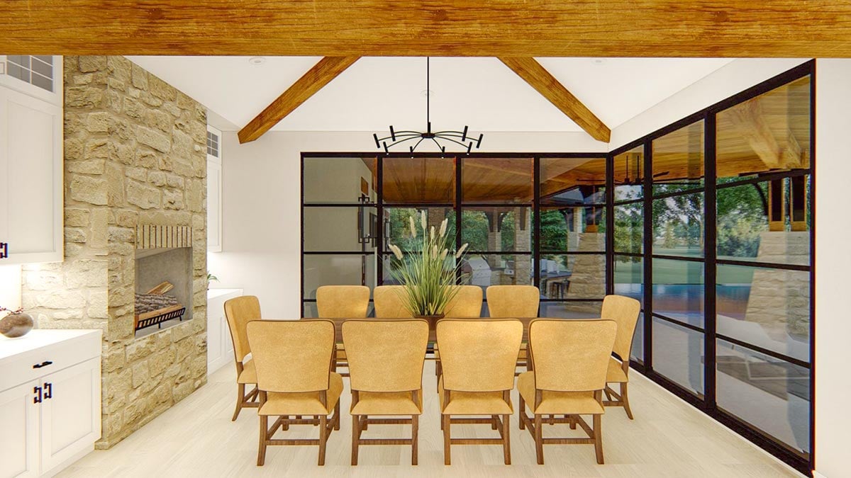 4-Bed Hill Country House Plan with 4-Car Motor Court and Large Covered ...