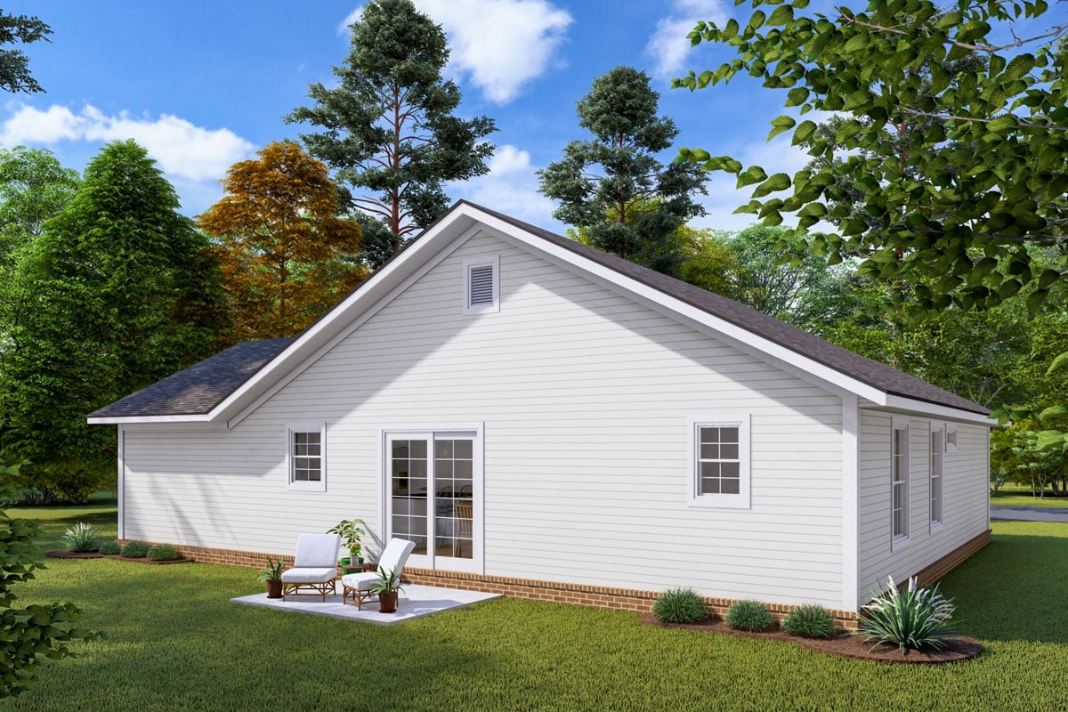 2-Bed Country Cottage House Plan with Vaulted Living Room - 997 Sq Ft ...