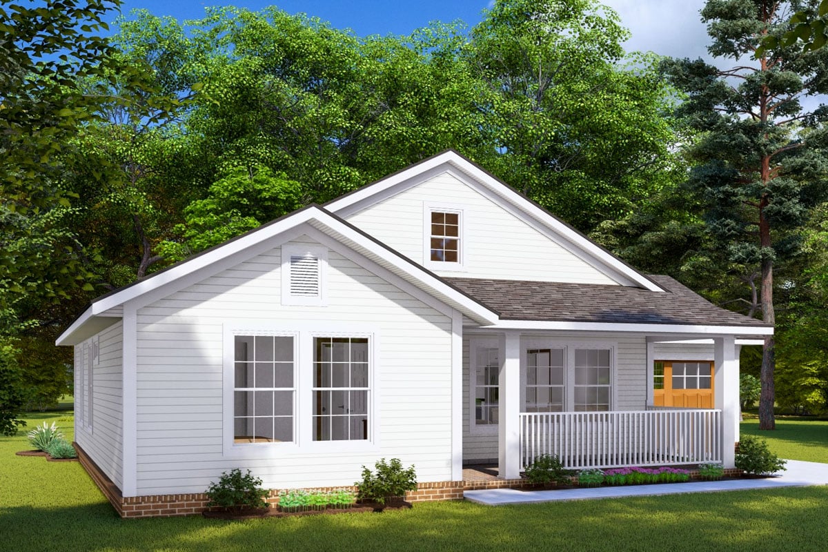 2-Bed Country Cottage House Plan with Vaulted Living Room - 997 Sq Ft ...