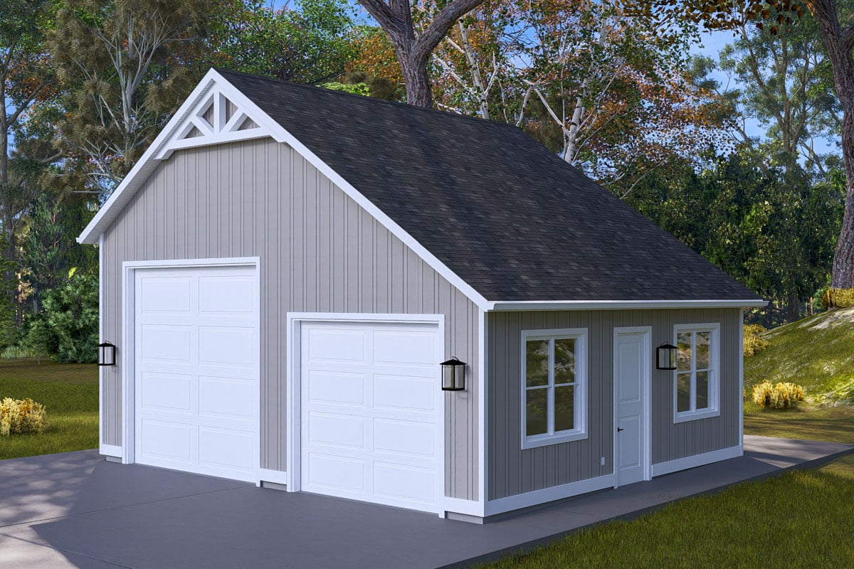 Double R Garage Traditional 2-Car Garage with RV Garage Bay- 901 Sq Ft - 61538UT ...