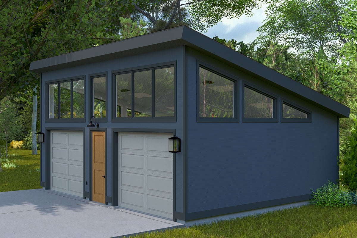 Contemporary 2-Car Garage with Workshop Space - 720 Sq Ft - 61547UT ...