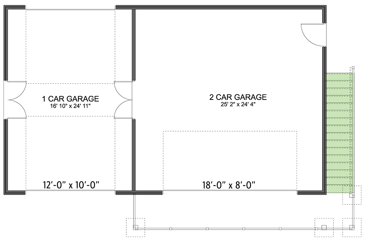 3-Car Contemporary Garage Plan with Upstairs Flex Room - 645 Sq Ft ...