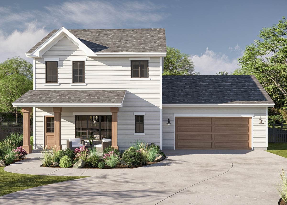 Two-Story 3-Bed Traditional House Plan with Spacious 2-Car Garage ...
