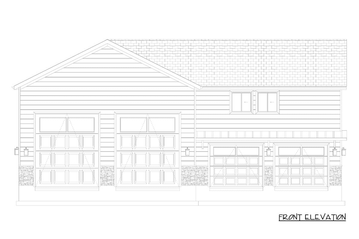 Plan 61637UT: Stylish One-Bedroom Garage Apartment with 4-Car Capacity
