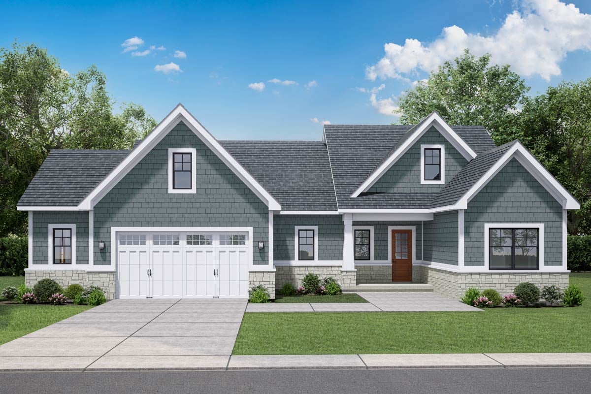 Spacious 3-Bedroom Ranch House Plan with Front and Rear Porches ...