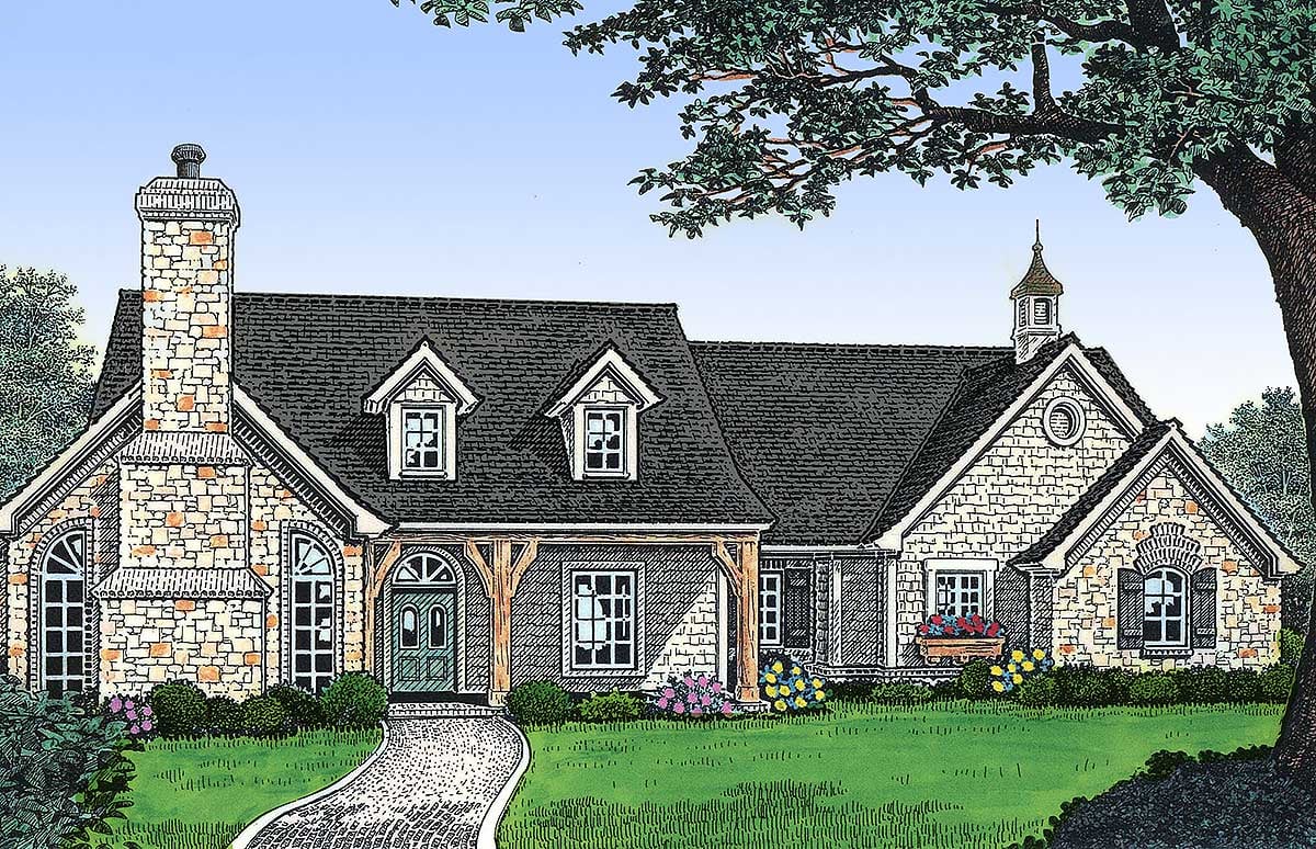 Country Home Plan with Stone Accents - 48126FM | Architectural Designs ...
