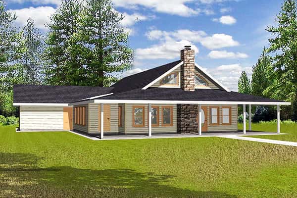 Rustic Ranch Home Plan with 2 Bedrooms