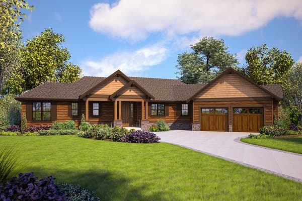One-Story Craftsman House Plan with 3-Car Garage