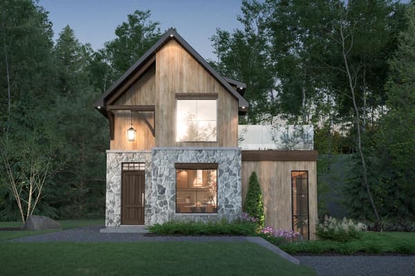 Compact Contemporary Cottage with Upstairs Master Suite with Private Terrace and Bunk Room