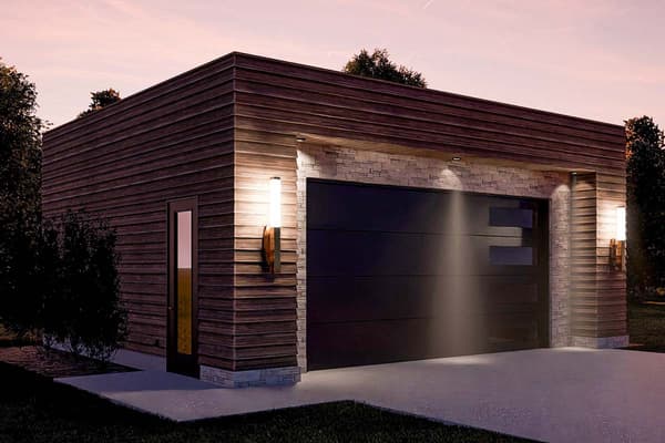 Contemporary 2-Car Garage with Single Overhead Door
