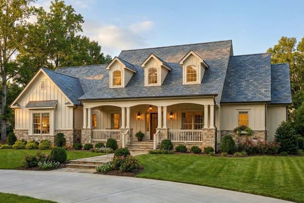 Modern Farmhouse House Plan with 4 Bedrooms and Main Level Master Suite