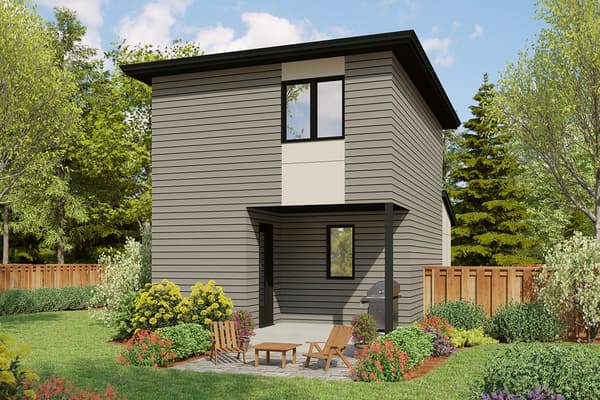 Contemporary 2-Bedroom House Plan with Vaulted Foyer and Modern Appeal