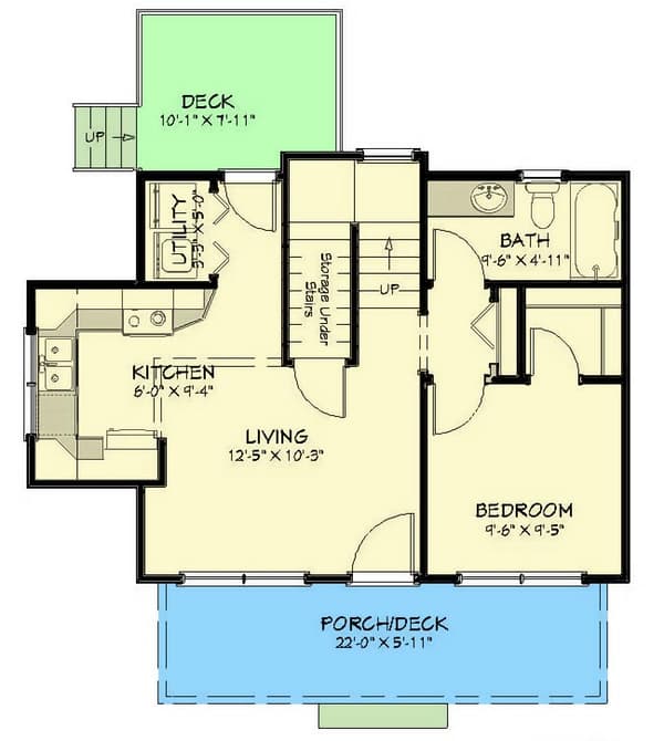 Exclusive 800 Square Foot House Plan with 2 Bedrooms