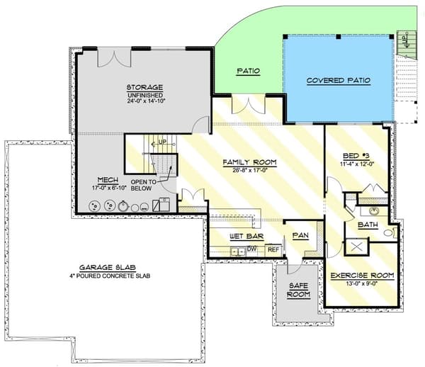 1800 Square Foot Split Bedroom House Plan with Outdoor Fireplace