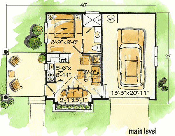 Plan 11534KN: Weekend Mountain Escape - Floor Plan - Main Level - Cabin, Cottage, Log Cabin, Mountain, Rustic, Vacation