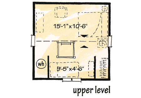 Plan 11537KN: Cozy Guest Cottage or Retreat - Floor Plan - 2nd Floor - Cottage, Country, Log Cabin, Mountain, Vacation