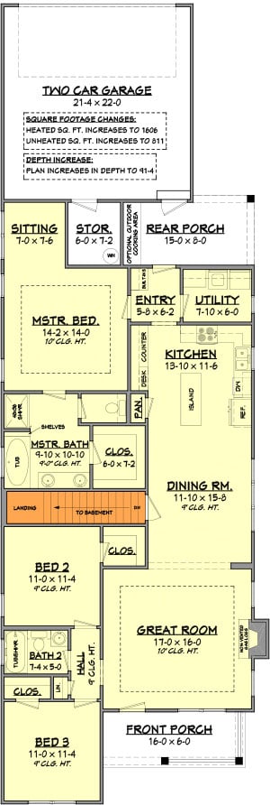 Plan 11763HZ: Cottage House Plan With Master Sitting Room - 1550 Sq Ft - Architectural Designs - Floor Plan - Basement Stairs - Cottage, Traditional