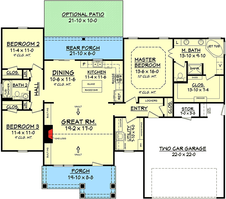 Plan 11777HZ: 3 Bedroom Craftsman Home Plan - Floor Plan - Main Level - Craftsman, Northwest, Ranch
