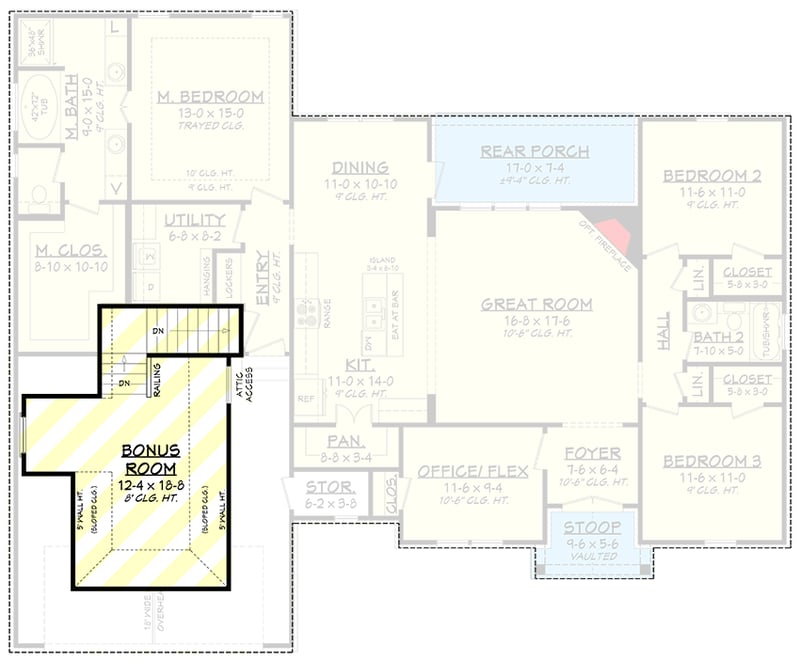 Plan 11787HZ: French Country Cottage Plan With Bonus and Flex Room - 1842 Sq Ft - Floor Plan - Bonus Above - Cottage, Country, European, French Country, Southern, Traditional