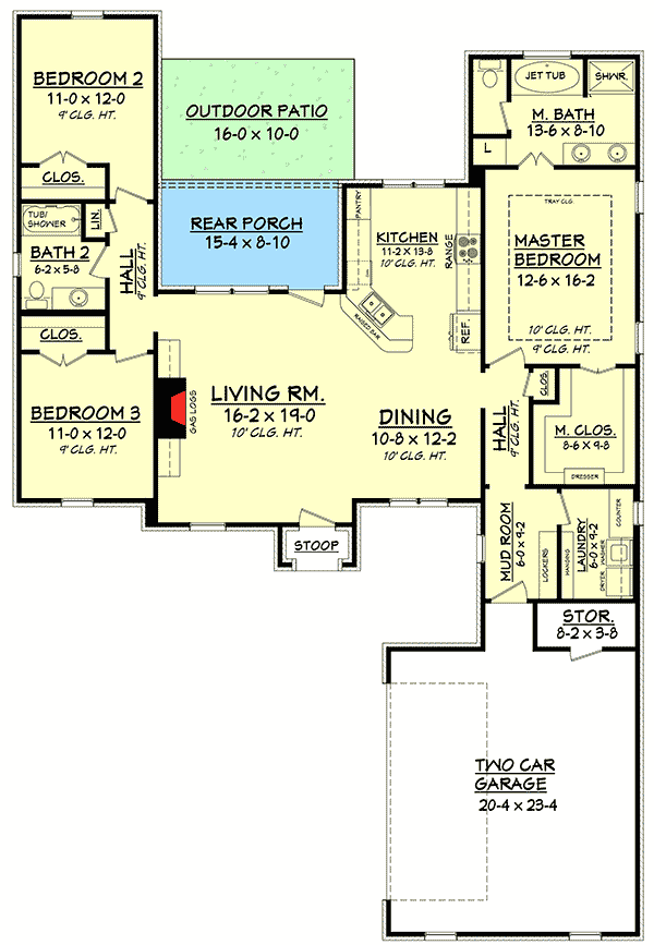 Plan 11796HZ: 3 Bed French Country With Open Floor Plan - Floor Plan - Main Level - Acadian, European, French Country, Louisiana-Style