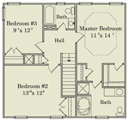 Plan 11908LW: Economical Design with Large Master Suite - 1405 Sq Ft - Floor Plan - 2nd Floor - Traditional