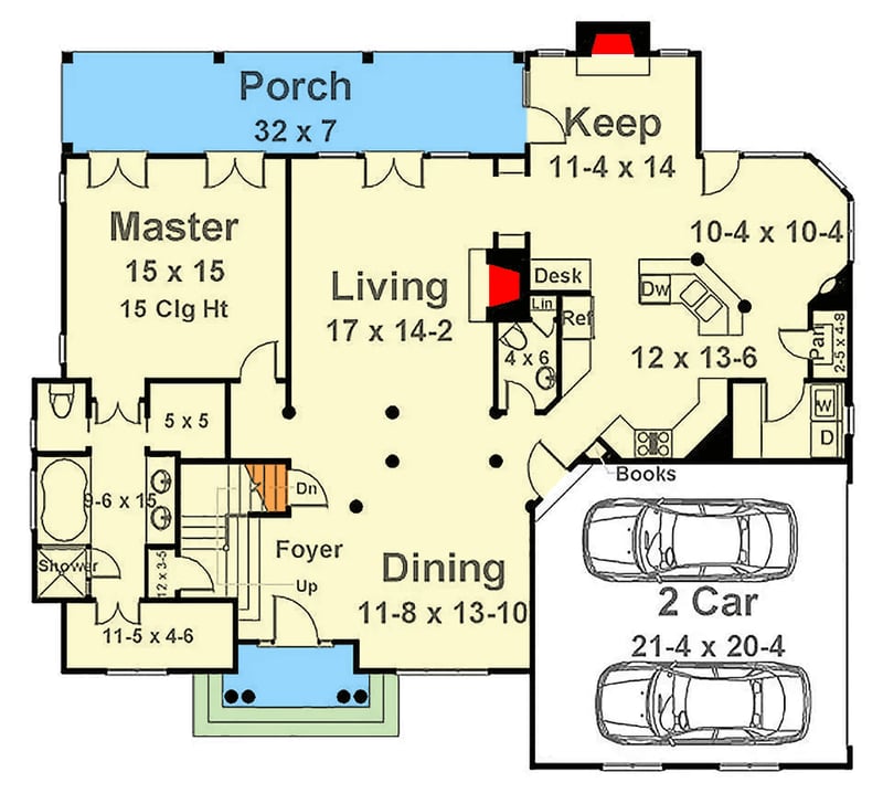 Plan 12002JL: Elegant Southern European House Plan with First-Floor Master and Formal Dining - Floor Plan - Main Level - European, Southern
