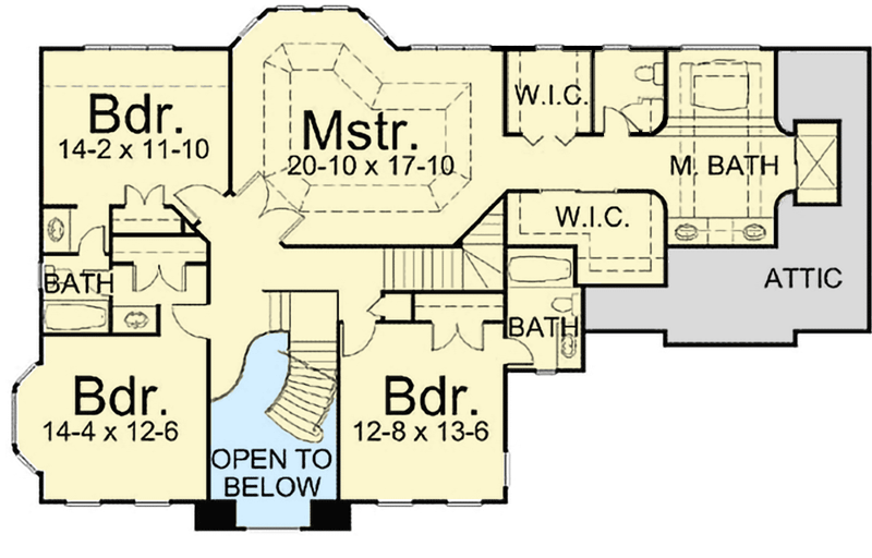 Plan 12005JL: Stylish and Graceful 2-Story House Plan with 4 Upstairs Bedrooms - 2996 Sq Ft - Floor Plan - 2nd Floor - European, Southern