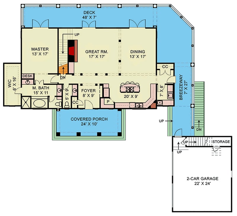 Plan 12232JL: Traditional Modern Cottage House Plan with Main Level Master Suite - Floor Plan - Main Level - Cottage, French Country, New American, Traditional