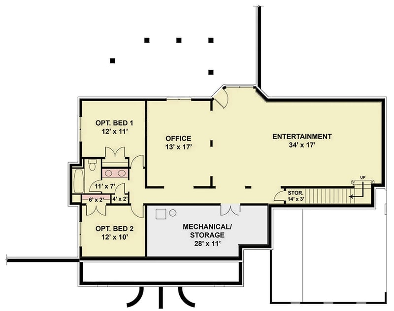 Plan 12254JL: Cape Cod House Plan with 3 Beds and Optionally Finished Basement - Floor Plan - Basement - Cape Cod, Cottage, Country