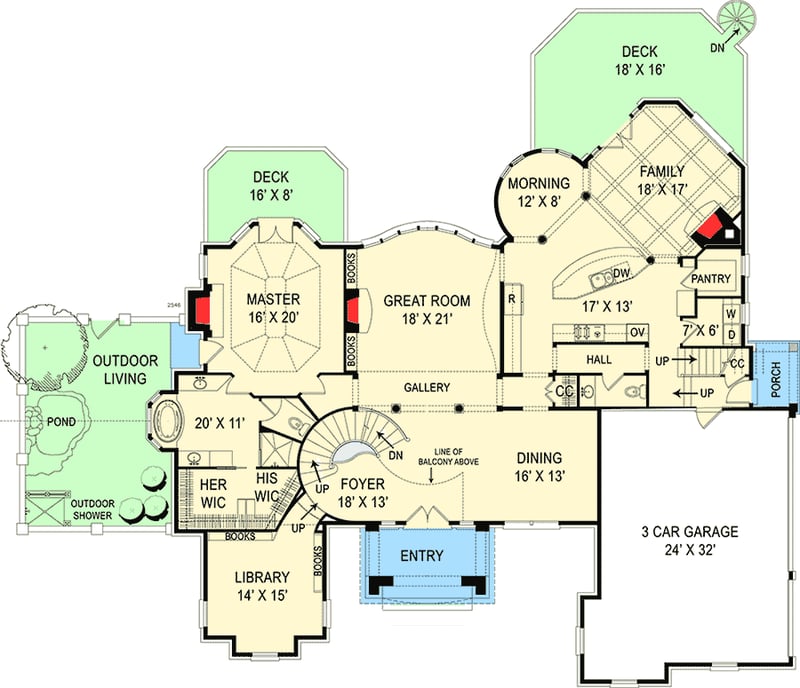 Plan 12273JL: The Prestige of Your Own Castle - Floor Plan - Main Level - European