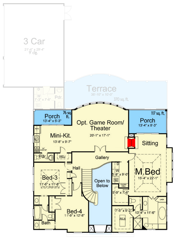 Plan 12282JL: Tuscan Villa with 2 Master Suites and a 3-Car Garage - 3405 Sq Ft - Floor Plan - 2nd Floor - European, Mediterranean, Spanish, Tuscan