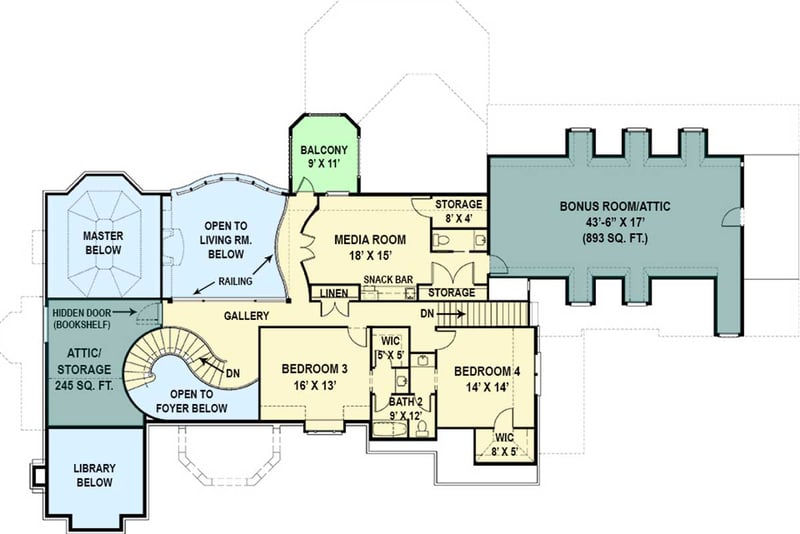 Plan 12287JL: Luxurious European House Plan with In-law Suite - Floor Plan - Upper Floor - European, French Country, Traditional