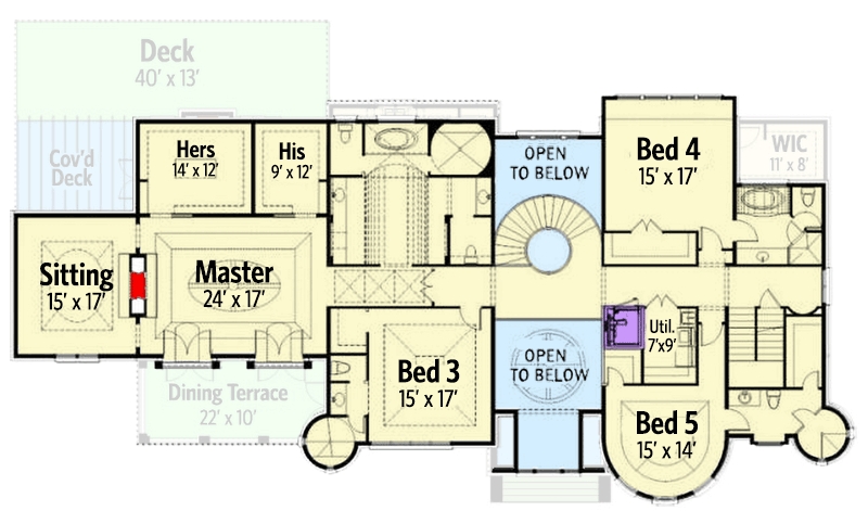 Plan 12289JL: European Castle with Grand Staircase - Floor Plan - 2nd Floor - European, French Country