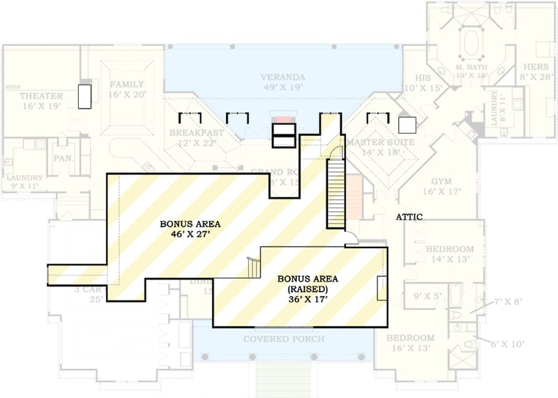 Plan 12297JL: Luxury European House Plan with Home Theater, Dual Islands, and Lavish Master - Floor Plan - Optionally Finished Bonus Room - European, French Country