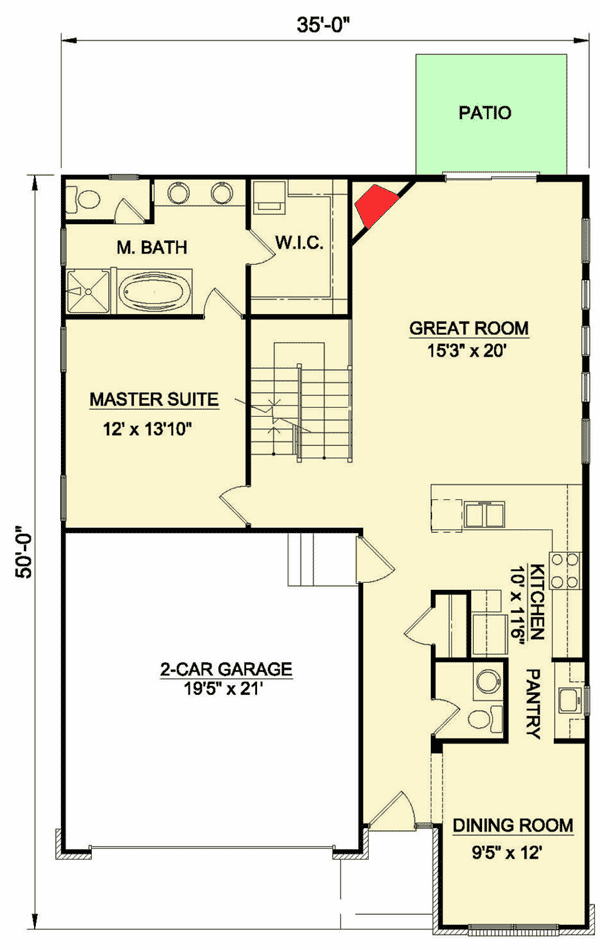 Plan 12734MA: Bungalow With Alternate Exteriors - Floor Plan - Main Level - Northwest