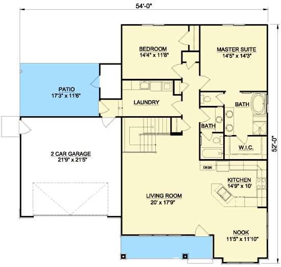 Plan 12739MA: 2 Bed Ranch With Garage Options - Floor Plan - Main Level - Ranch
