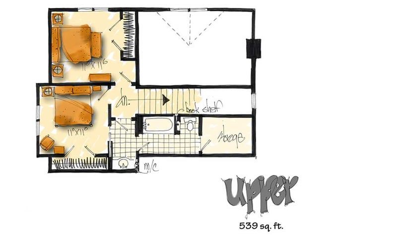 Plan 12908KN: Rustic Cottage With Picture Window - Floor Plan - 2nd Floor - Cottage, Country, Mountain, Rustic, Vacation