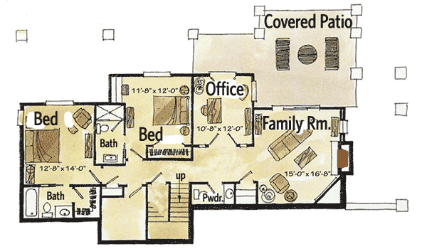 Plan 12921KN: Mountain House Plan Huge Wrap-Around Porch - Floor Plan - Lower Level - Craftsman, Mountain, Rustic, Vacation