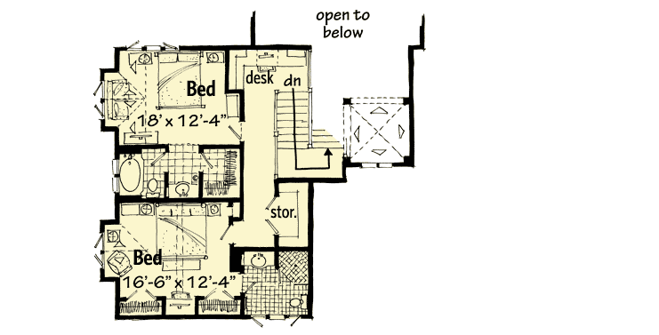Plan 12933KN: Dream Mountain Home Plan - Floor Plan - 2nd Floor - Cabin, Country, Craftsman, Mountain, Northwest, Rustic, Vacation