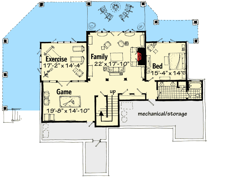 Plan 12933KN: Dream Mountain Home Plan - Floor Plan - Lower Level - Cabin, Country, Craftsman, Mountain, Northwest, Rustic, Vacation