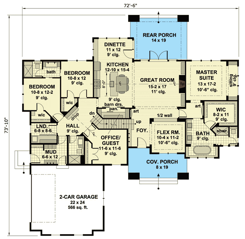Plan 14650RK: Elegant Craftsman with Room to Grow - Floor Plan - Main Level - Craftsman, Northwest